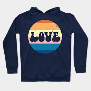 Retro Love Typography On Pastel Vintage Sunset Striped Background Hoodie